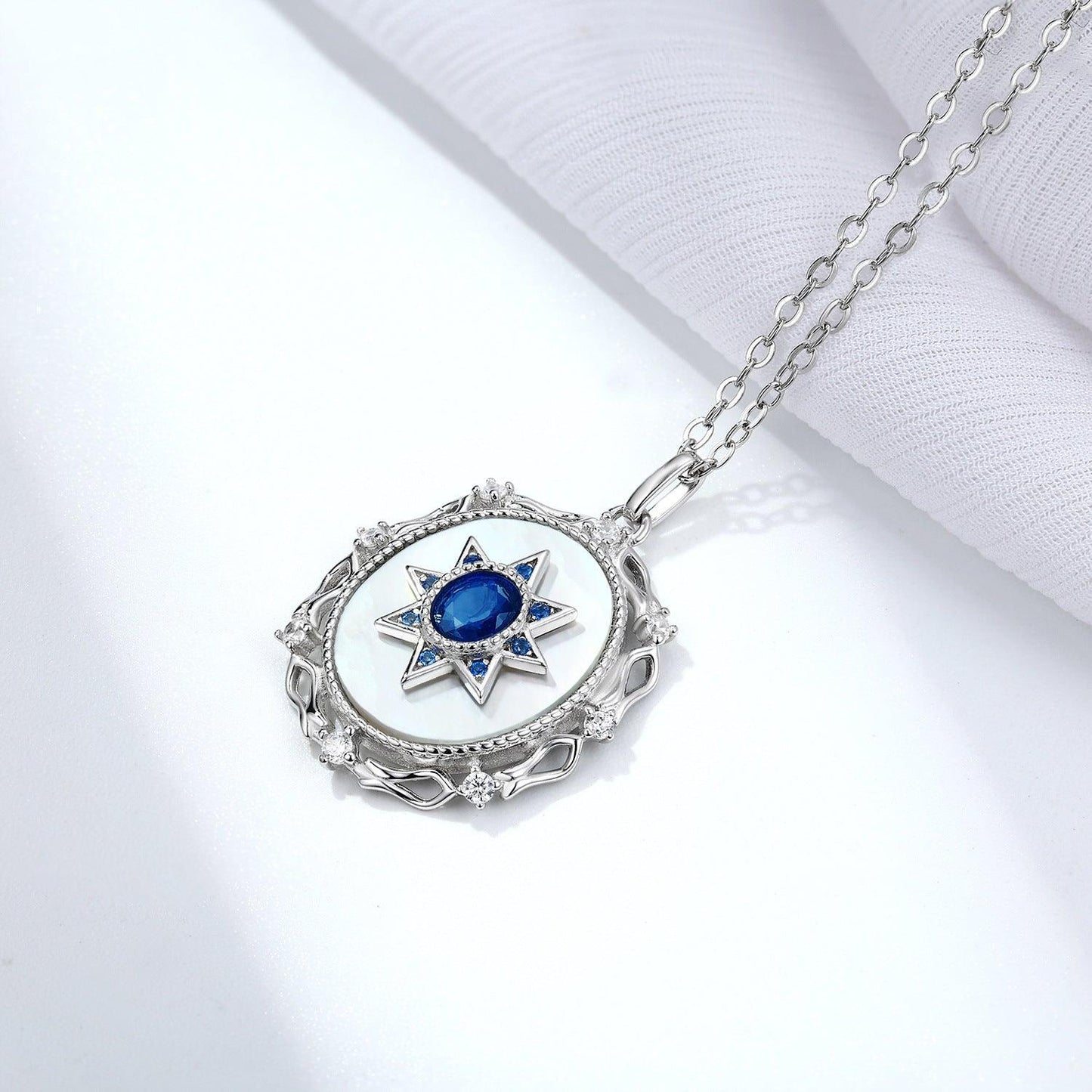 Natural Sapphire Necklace in 925 Sterling Silver