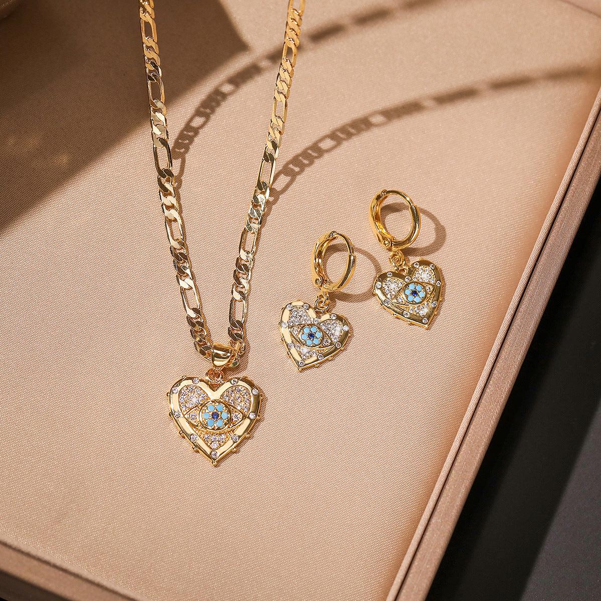 Golden Heart-shaped Zircon Set | Daily Wear Set