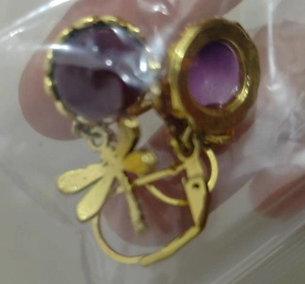 Hanging Vintage Dragonfly Pendant Earring | Daily Wear Purple