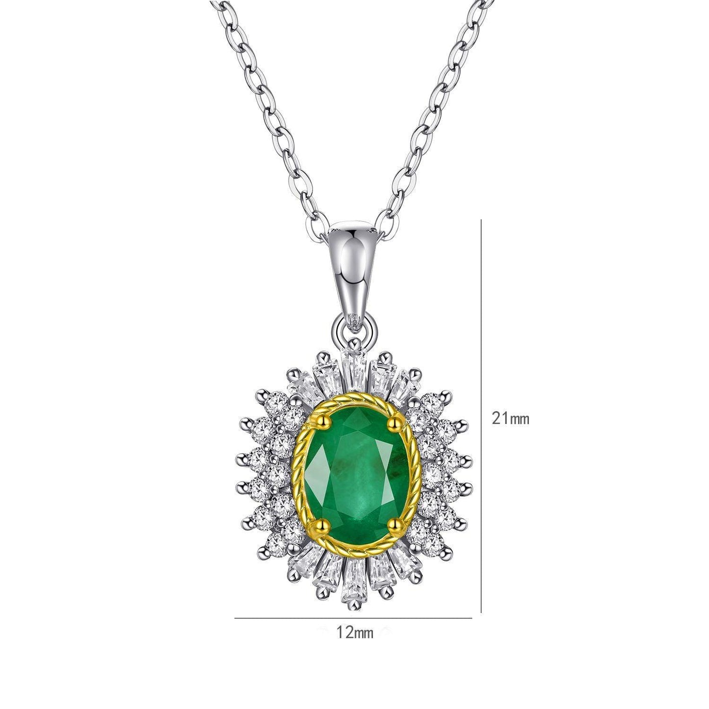 Natural Emerald Pendant in S925 Sterling Silver