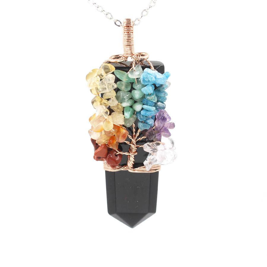 Sword-Shaped Crystal Tree Necklace | Fashion Wear Obsidian
