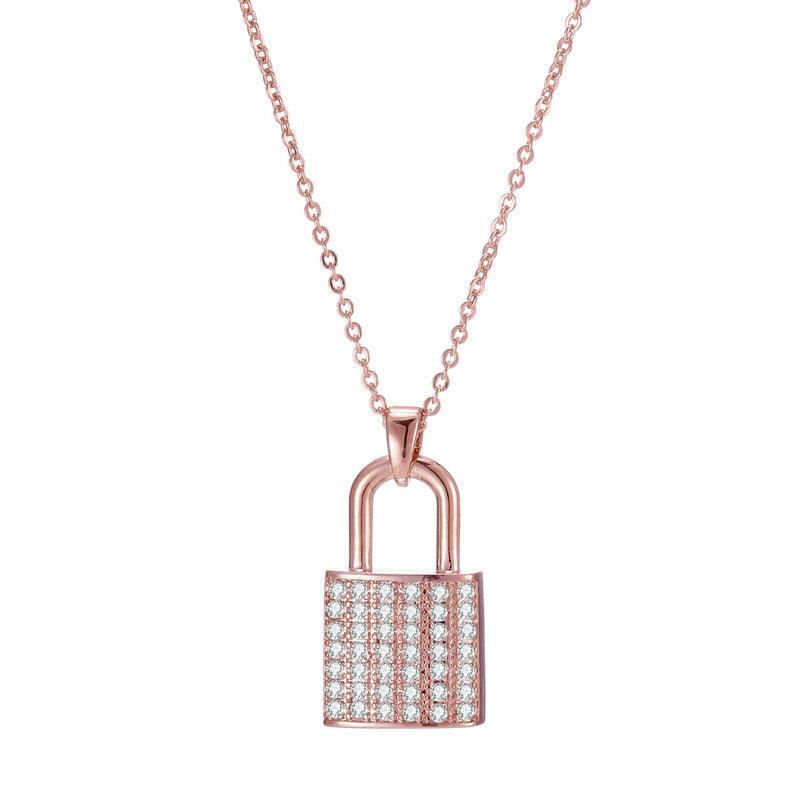 Zircon Lock Necklaces for Lovers | Party Collection Rose Gold