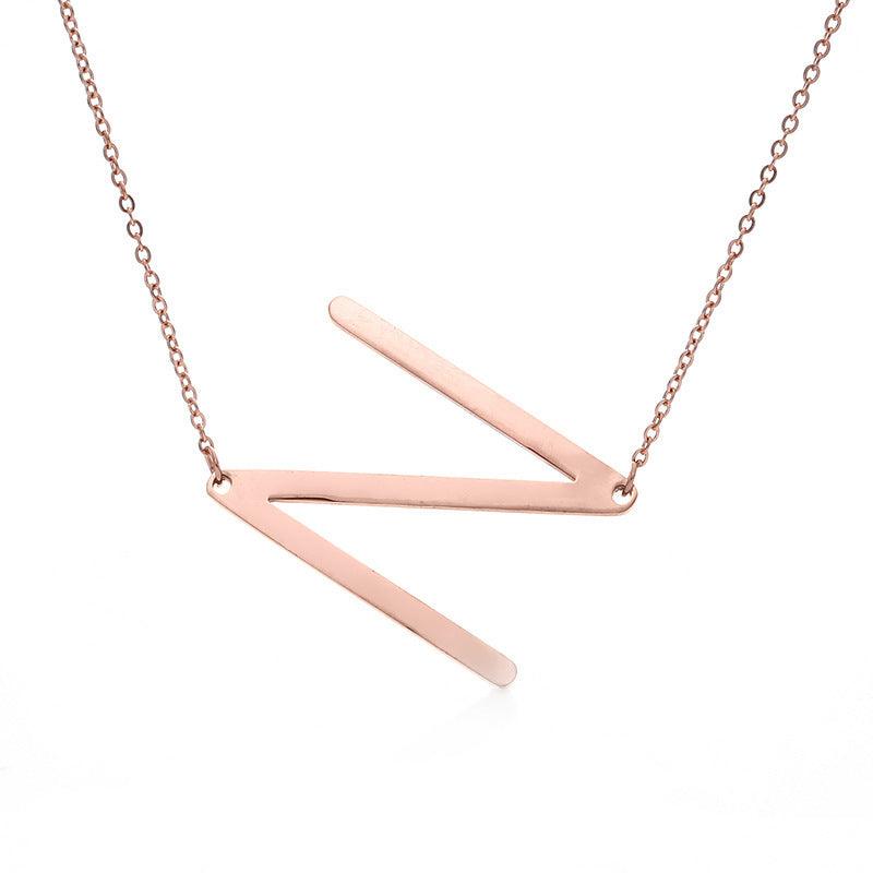 Initial Letter Pendant & Necklace | Gold Plated Rose Gold N