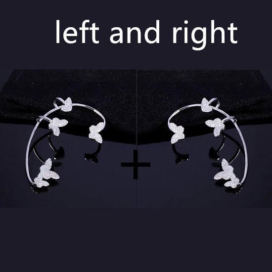 Sparkling Butterfly Ear Clips | Daily Wear Silver Left and Right Q1pcs