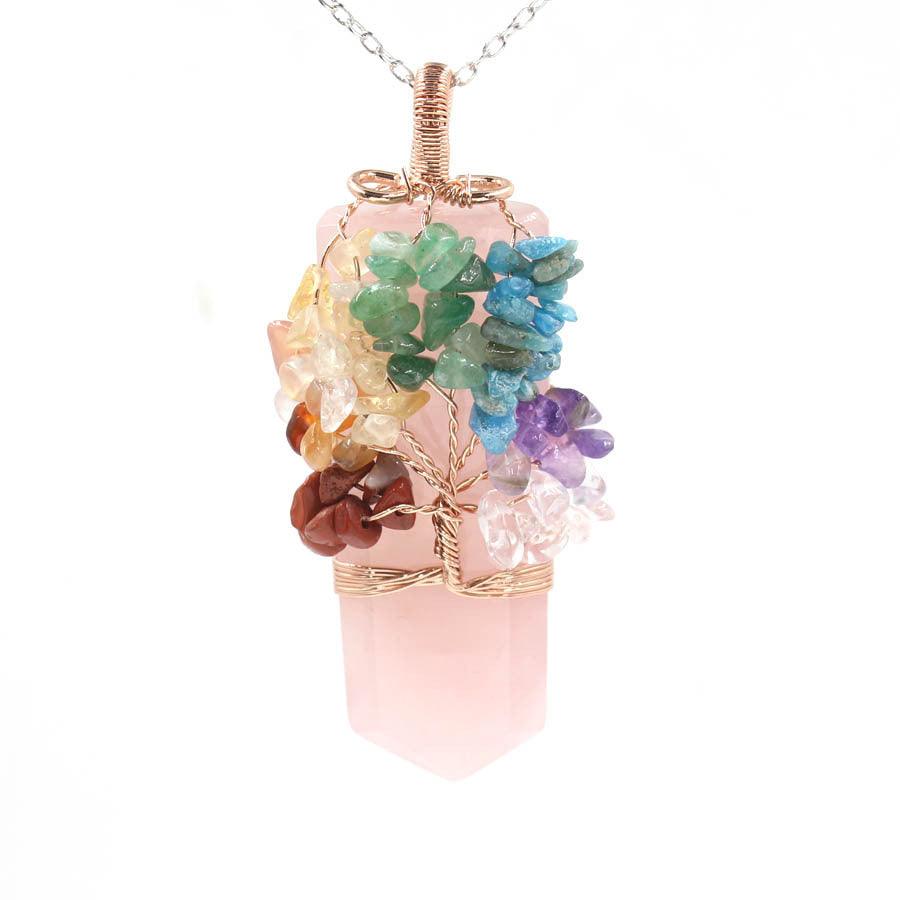 Sword-Shaped Crystal Tree Necklace | Fashion Wear Pink