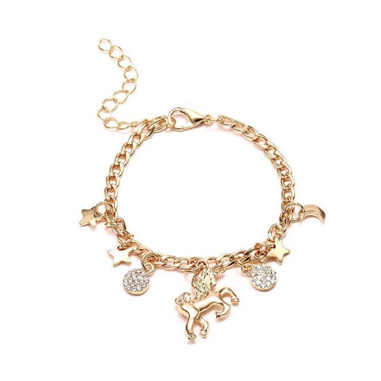 Trendy Gold Unicorn Bracelet | Beach Wear Gold
