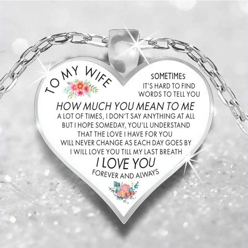 Peach Heart Sweater Chain Necklace TO wife A