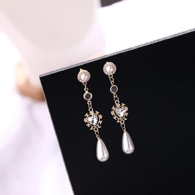 Pearl Earrings Love Rhinestones | Daily Wear