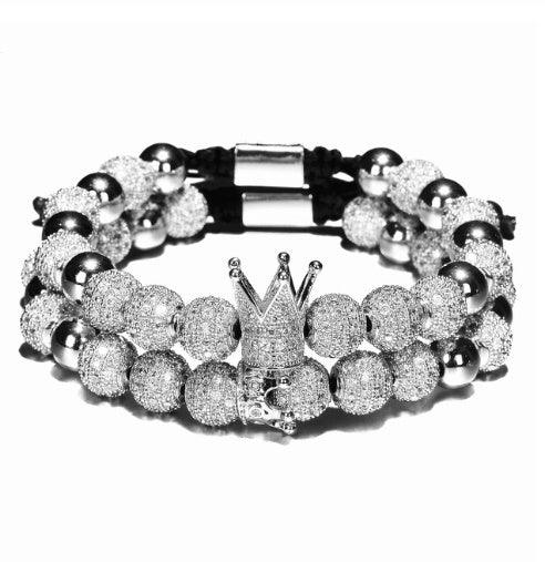 Luxurious Bracelets with Charms For Boyfriend | Fashion Collection Crown Set Silver