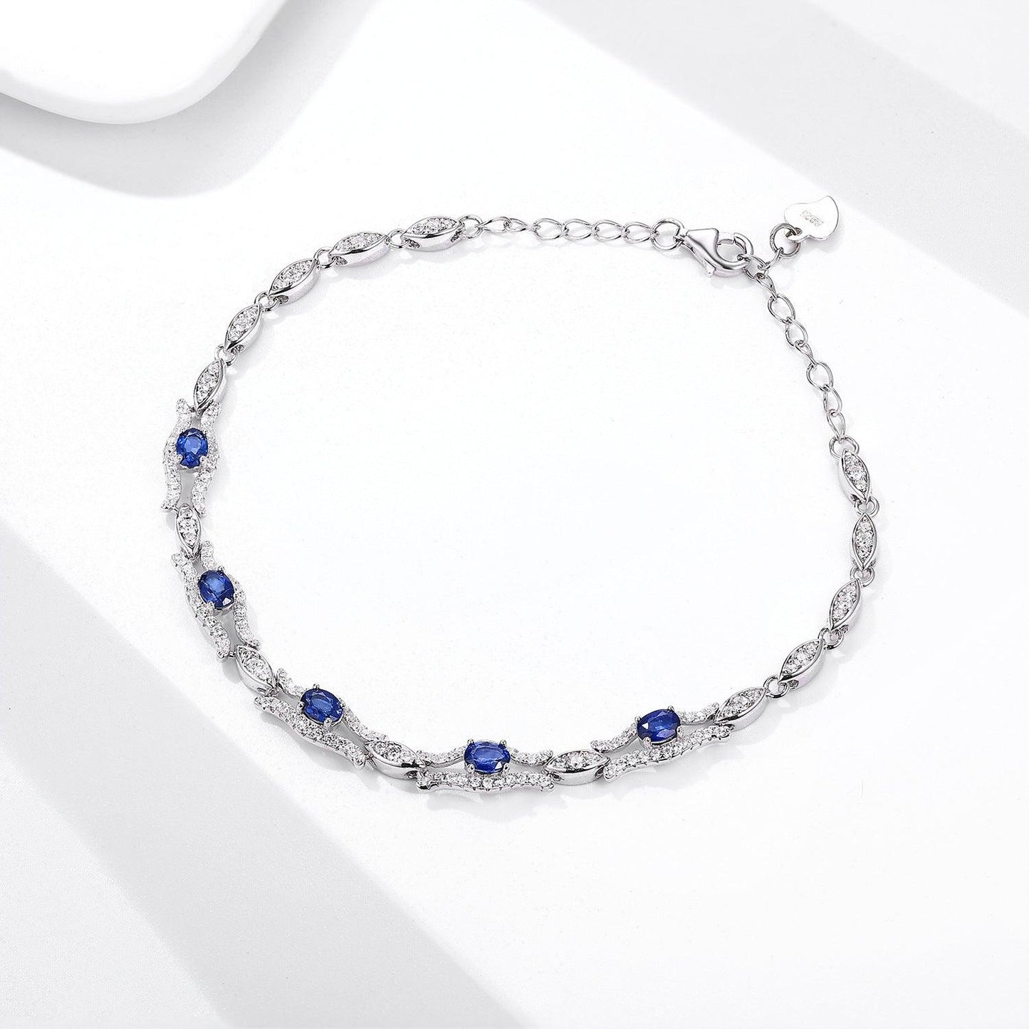 Natural Sapphire S925 Sterling Silver Bracelet | Daily Wear