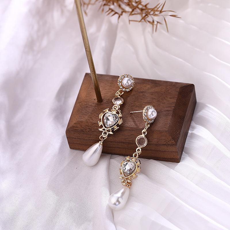 Pearl Earrings Love Rhinestones | Daily Wear