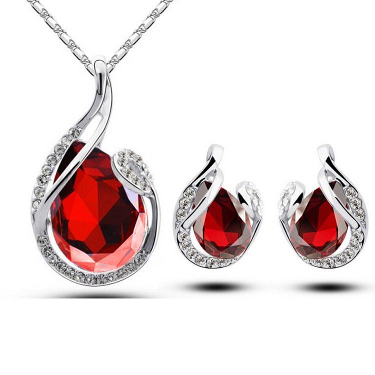 Water-Drop Rhinestone | Jewelry Set Red