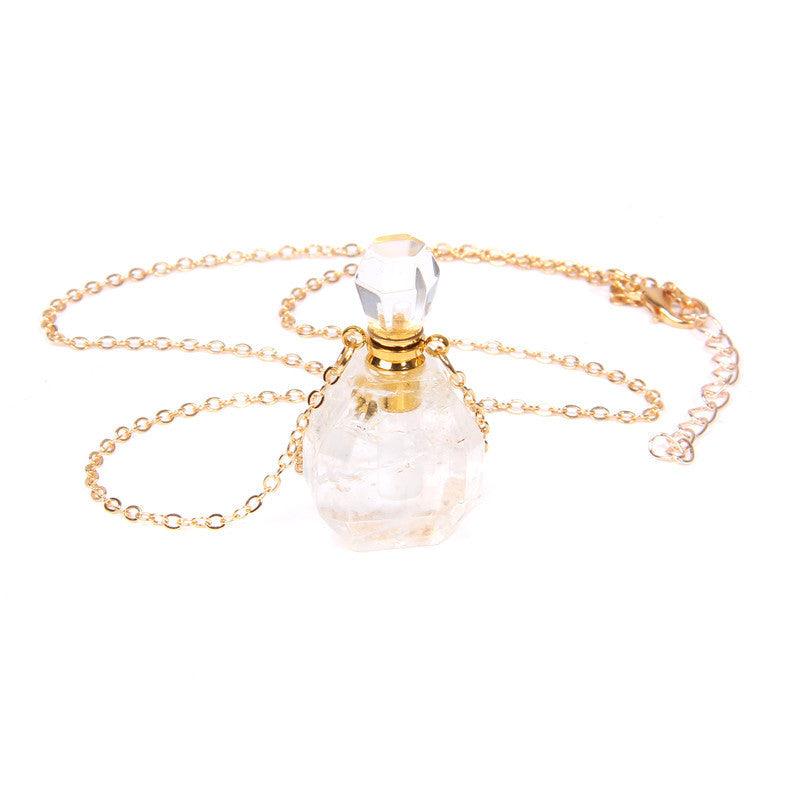 Perfume Bottle Crystal Pendant Necklace | Women's Jewelry FI0642