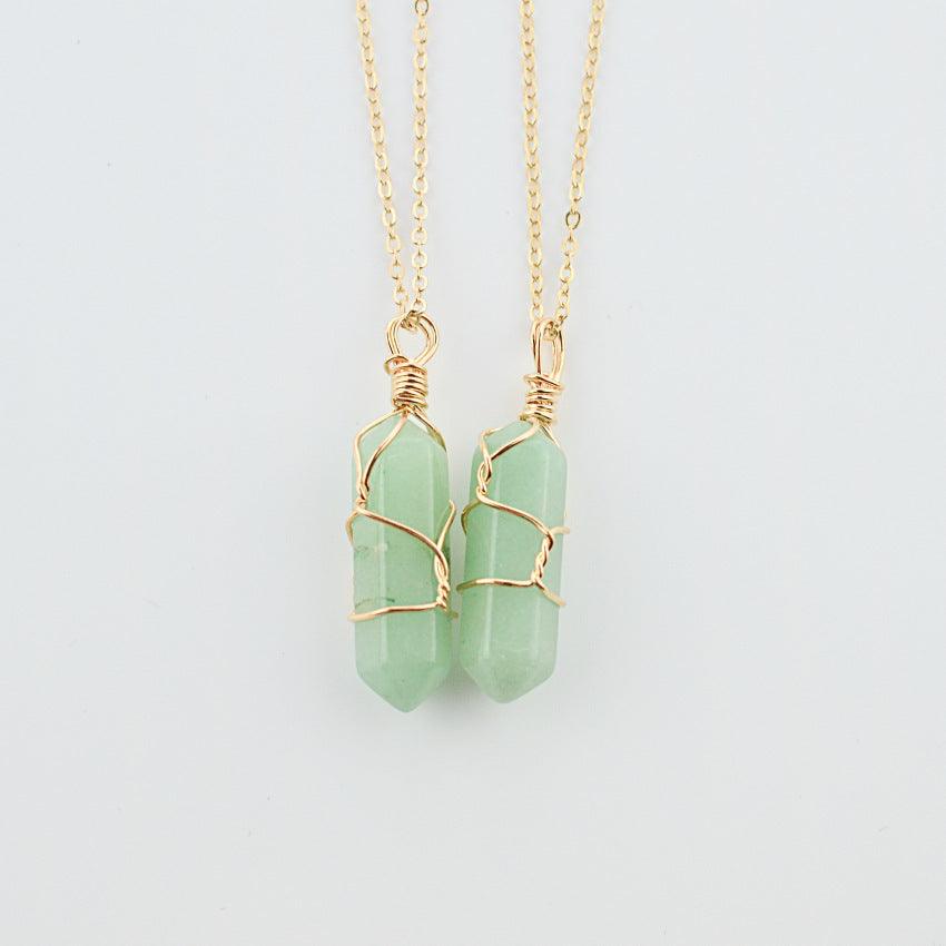 Hexagonal Quartz Natural Stone Necklace | Fashion Wear Green