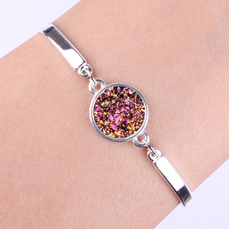 Silver heart bracelet Purple red
