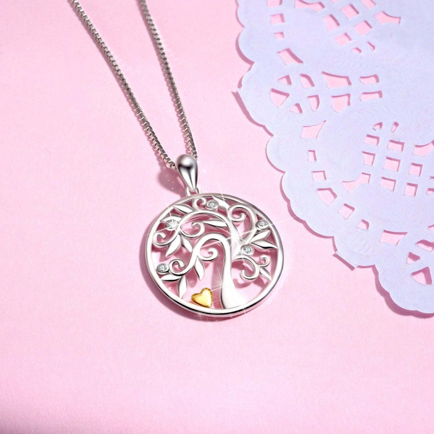 Life Tree Pendant Necklace in 925 Sterling Silver