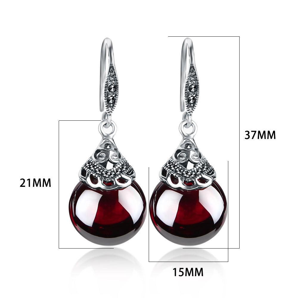Vintage Round Garnet Earrings | Daily Wear