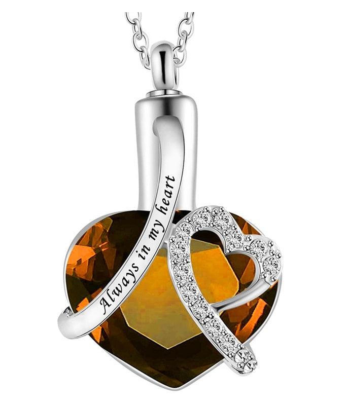 Heart-Shaped Pendant And Perfume Bottle Necklace Brown