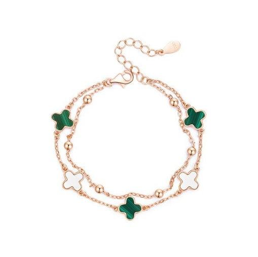 S925 Sterling Silver Malachite Clover Bracelet | Daily Wear