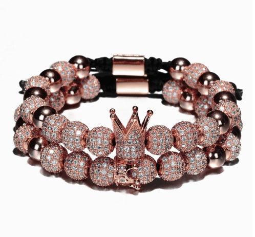 Luxurious Bracelets with Charms For Boyfriend | Fashion Collection Crown Set Rose Gold