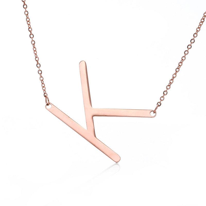 Initial Letter Pendant & Necklace | Gold Plated Rose Gold K