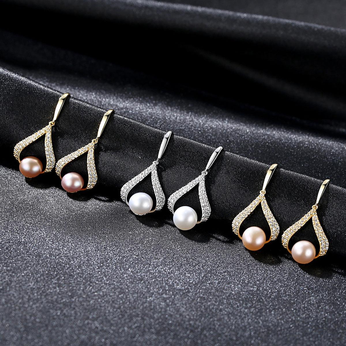 Pearl Earrings With Water Drops