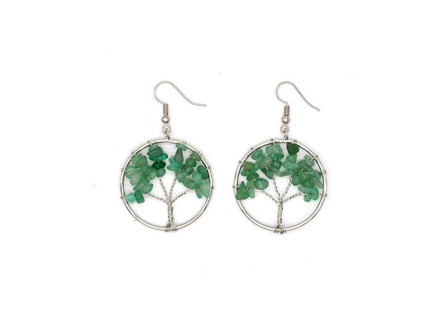 Crystal Tree Wishing Tree Earrings - Fashion Wear Green
