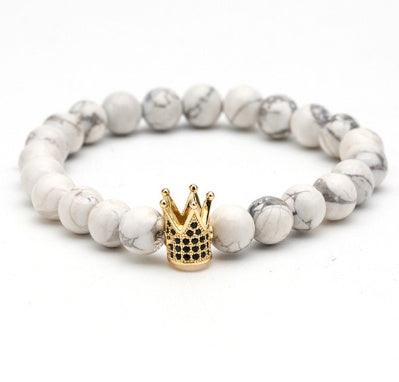 Natural Stone Micro Crown Copper Bracelet K