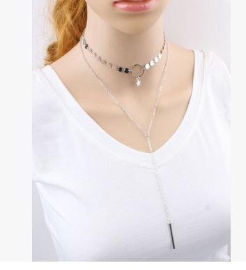 Star Goddess Duo Layering Choker Necklace | Beach Jewelry Silver