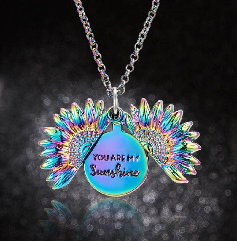 Sunflower Double Lettering Pendant Necklace | Daily Wear Colorful