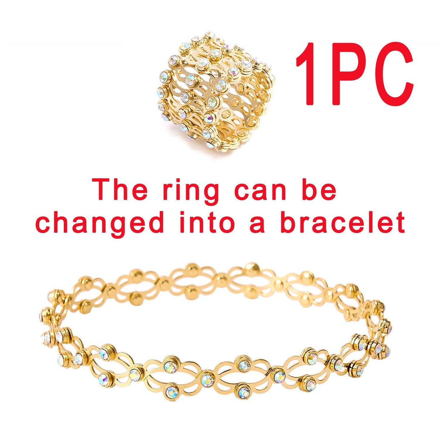 2 In 1 Folding Retractable Rhinestone Set Golden Diamond