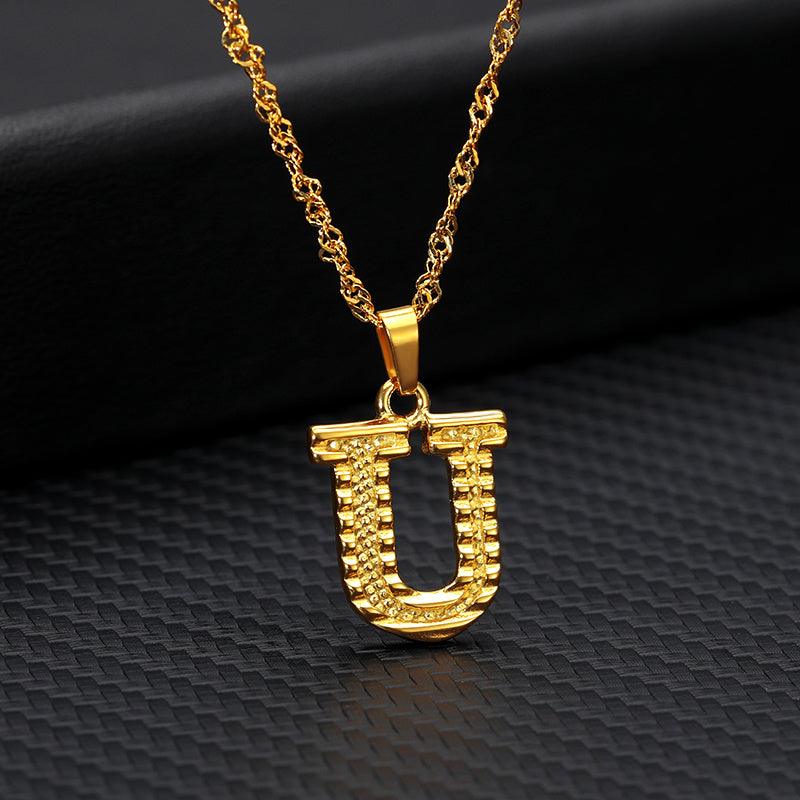 26 Letters Gold-Plated Pendant Necklace | Casual Collection U