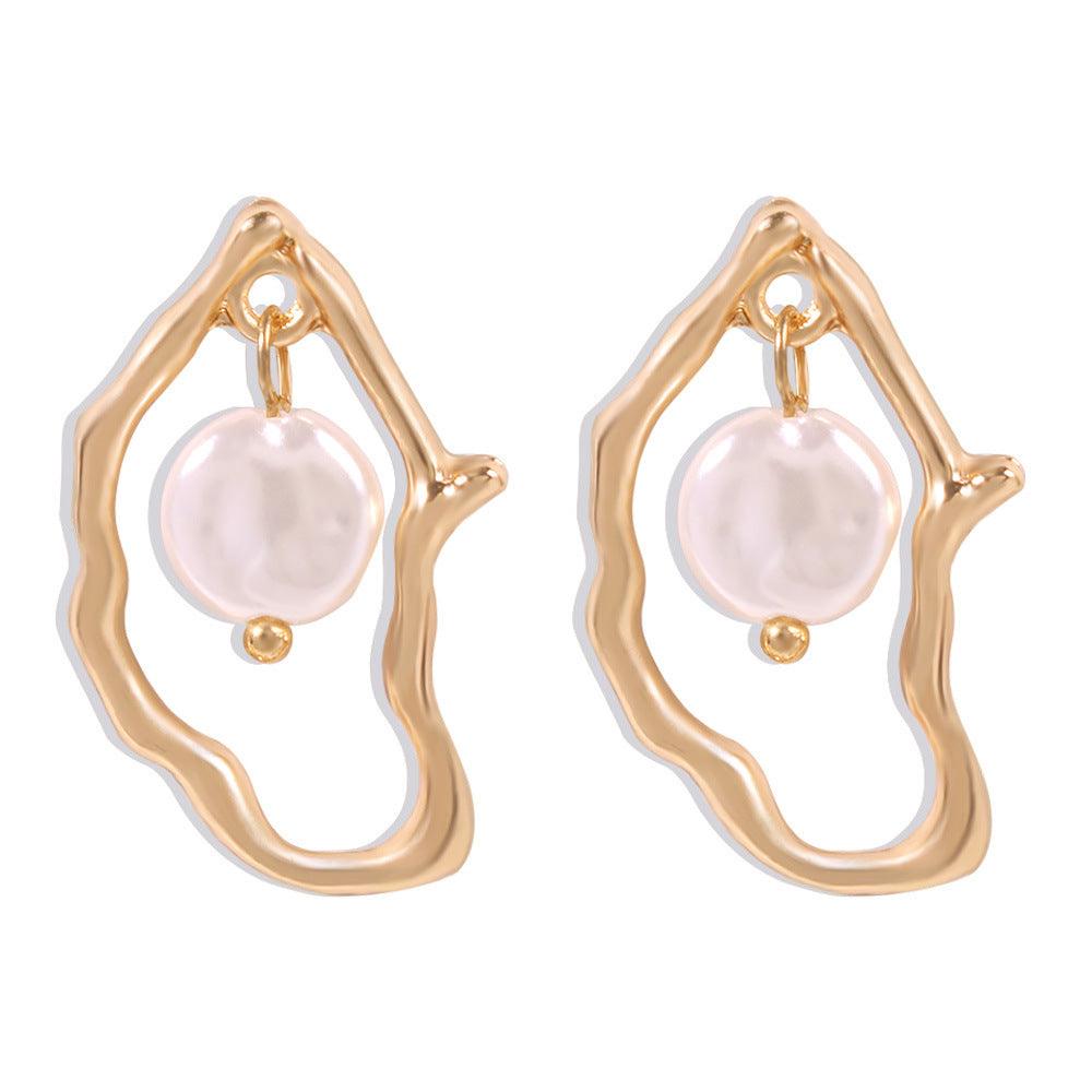 Irregular Pearl Earrings | Party Wear Golden