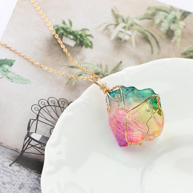 Rainbow Quartz Crystal Pendant Necklace | Daily Wear