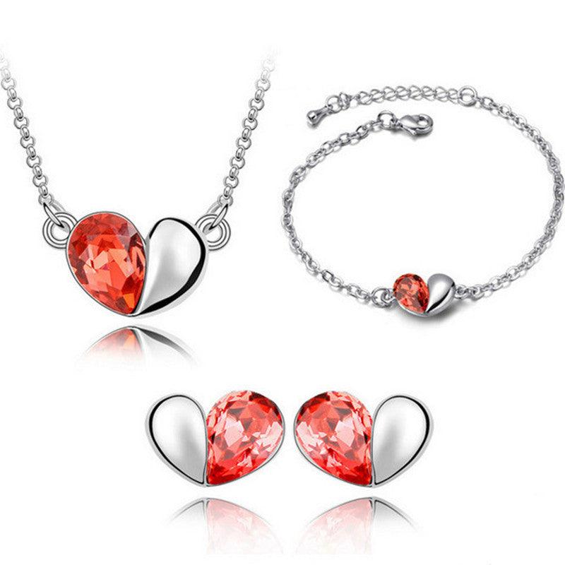 Elegant Heart Jewelry Set | Daily Wear Red