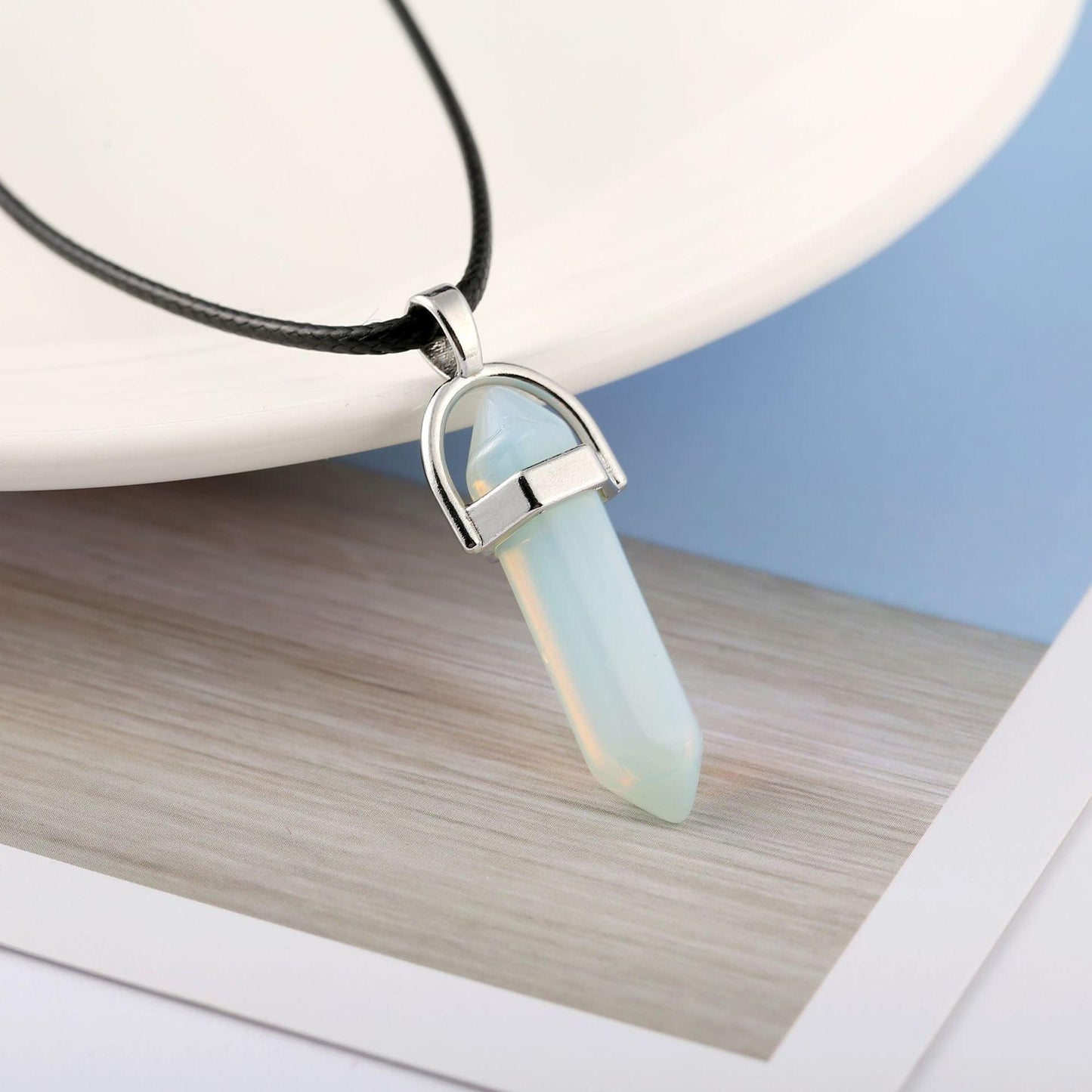 Bullet Stone Hexagon Pendant Necklace Protein