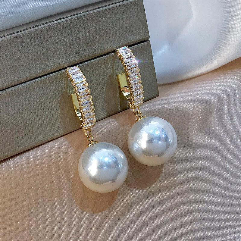 Oversized White Pearl Drop Earrings