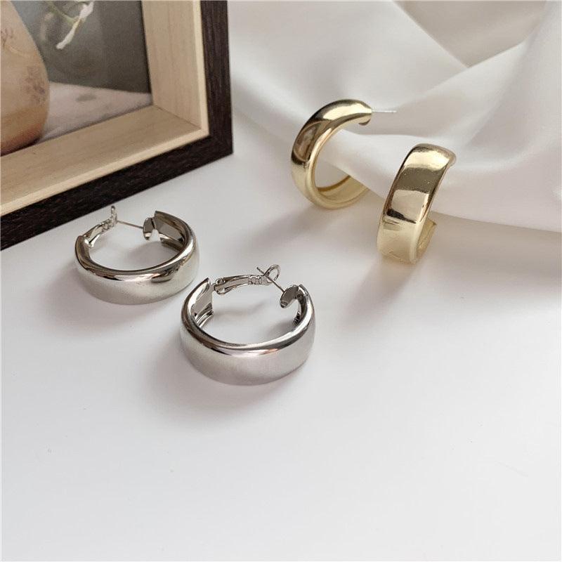 Minimalist Brand Hoop Circle Earrings Sliver