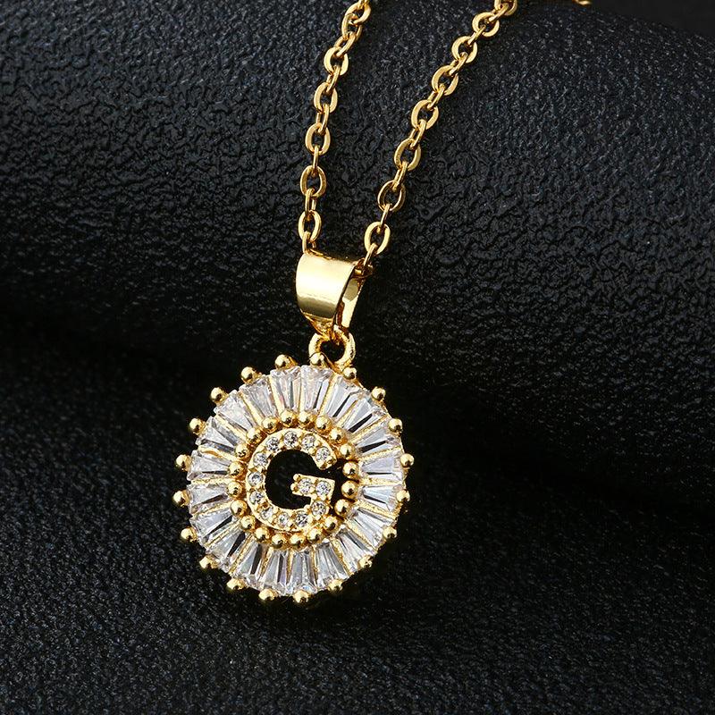 26 Letters Copper Pendant Necklace G