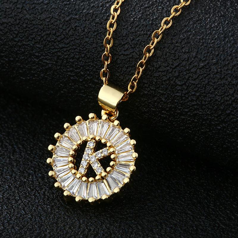 26 Letters Copper Pendant Necklace K