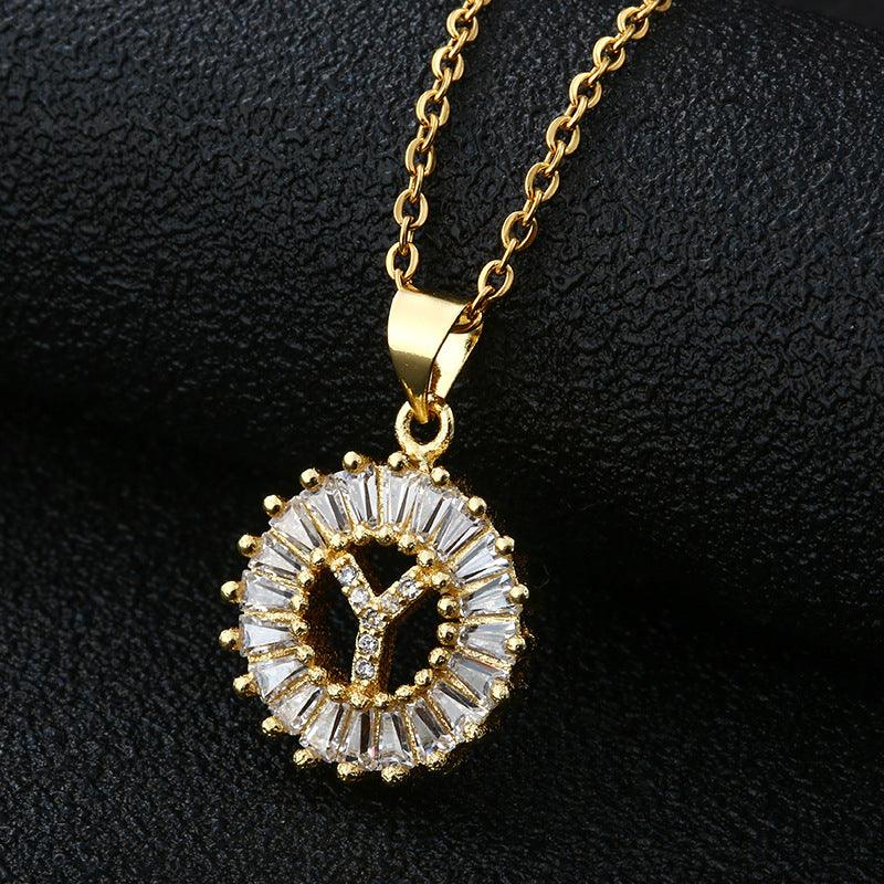 26 Letters Copper Pendant Necklace Y