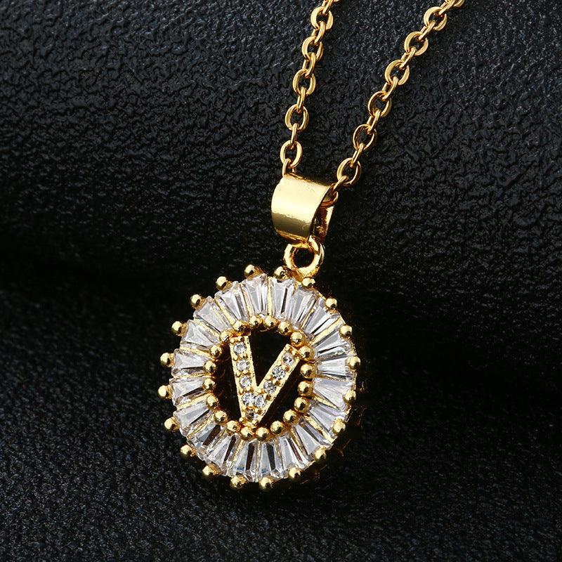 26 Letters Copper Pendant Necklace V