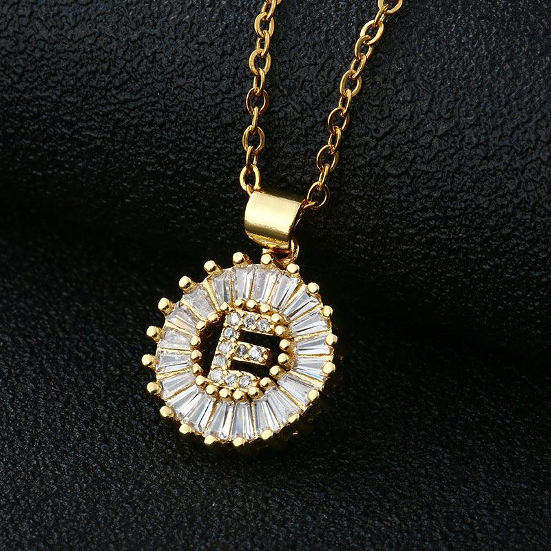 26 Letters Copper Pendant Necklace E