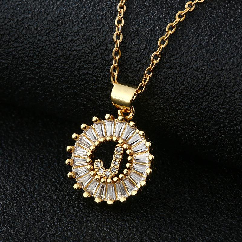 26 Letters Copper Pendant Necklace J