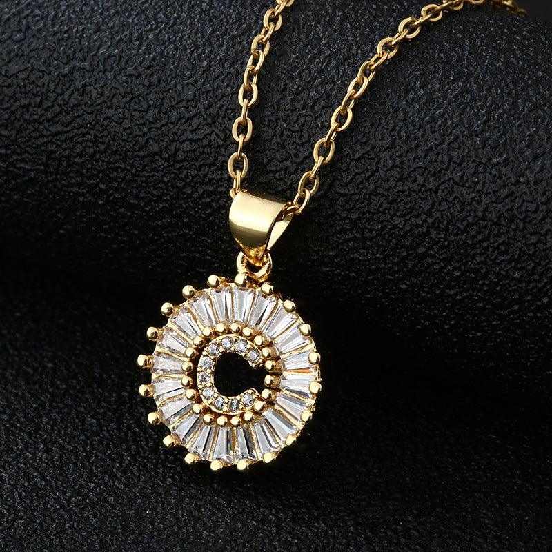 26 Letters Copper Pendant Necklace C
