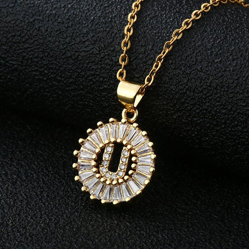 26 Letters Copper Pendant Necklace U