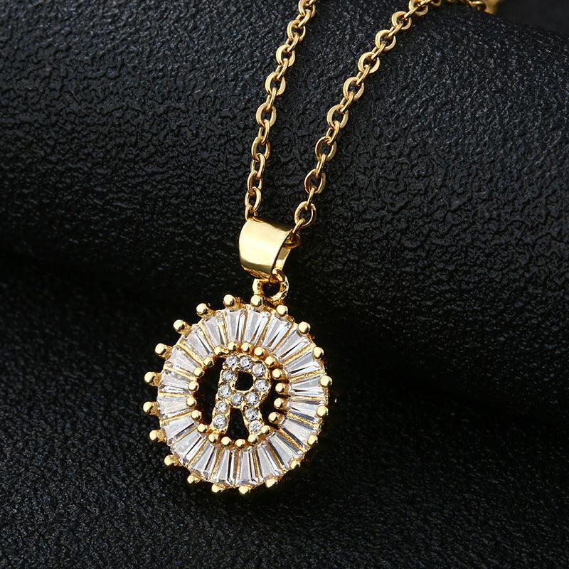 26 Letters Copper Pendant Necklace R