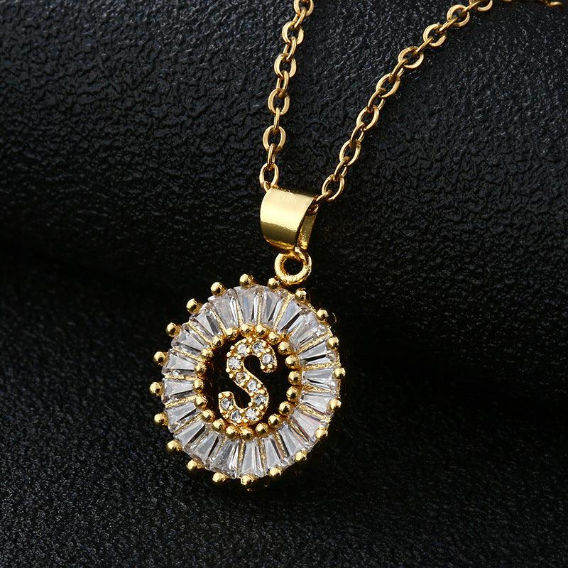 26 Letters Copper Pendant Necklace S