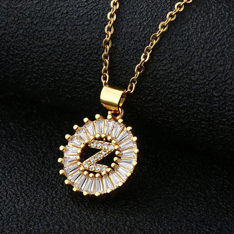 26 Letters Copper Pendant Necklace Z