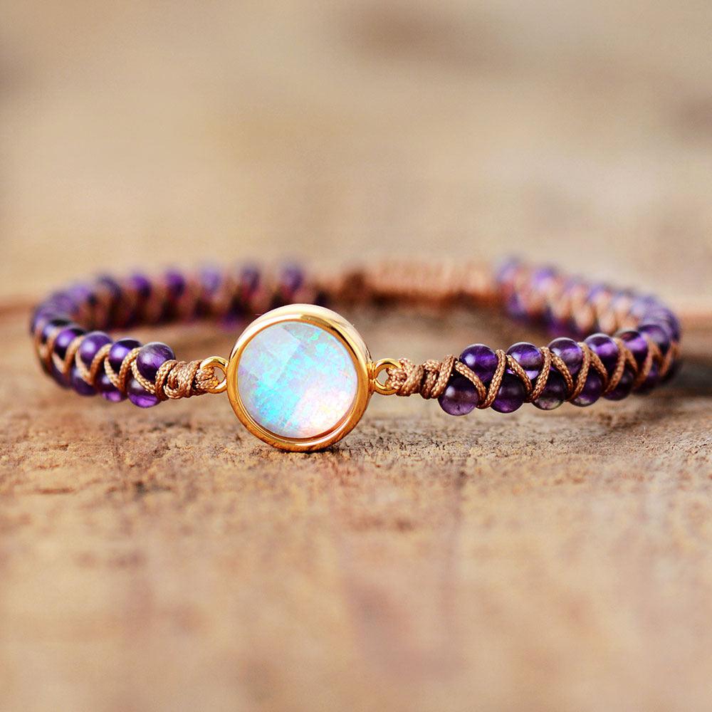 Opal Stone Wrap Bracelets | Yoga Collection Purple